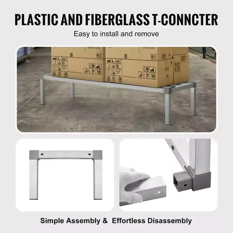 Étagère de dunnage en aluminium, 60 x 20 pouces, pour aliments commerciaux, 12 pouces du sol, capacité de 1000 lb, étagère de rangement tout aluminium soudé
