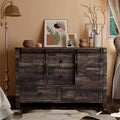 Commode 48" de ferme avec 4 tiroirs et 2 portes de grange, commode et meuble TV rustique avec étagère réglable pour le salon