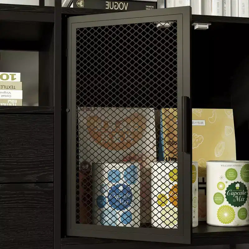 Meuble TV contemporain noir avec étagères et tiroirs – Option de rangement élégante pour espaces multimédia domestiques