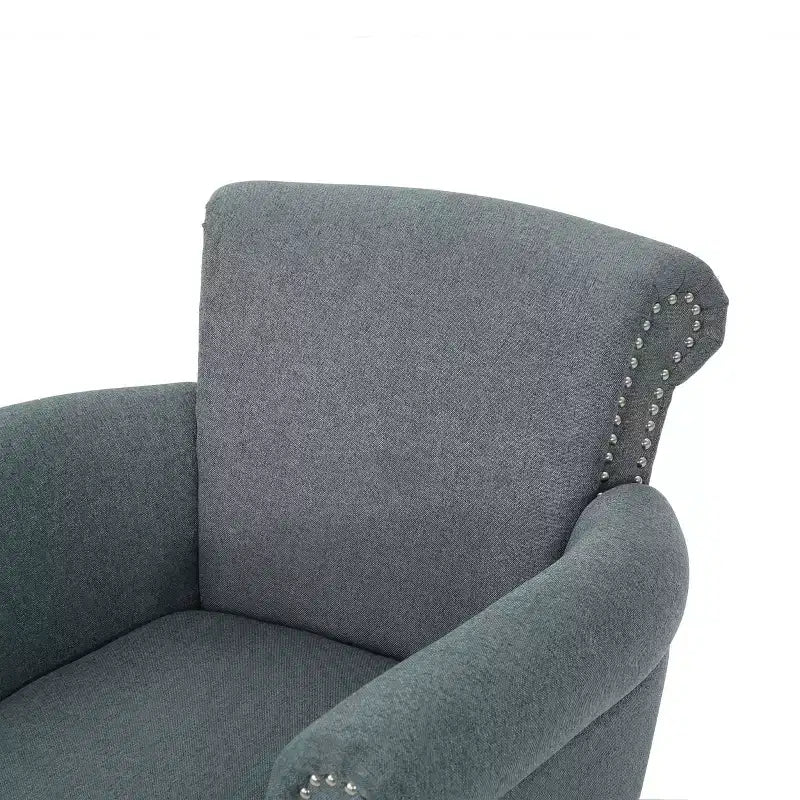 Fauteuil club contemporain en tissu Brice avec garniture cloutée