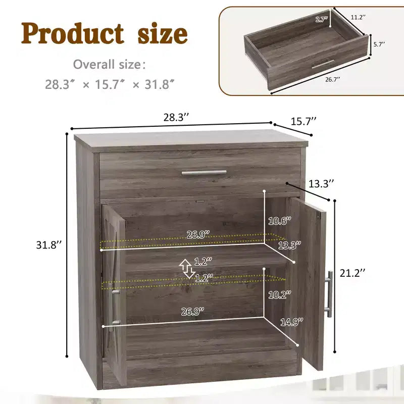Meuble de rangement de cuisine avec portes, étagères et tiroirs, buffet de bar à café pour salle à manger, salon