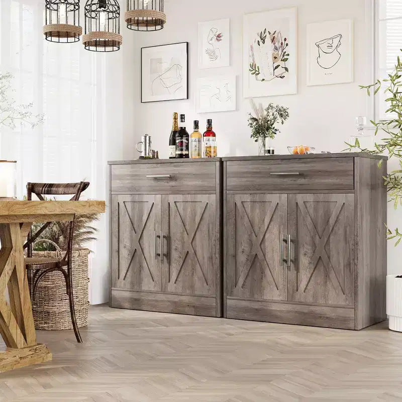 Meuble de rangement de cuisine avec portes, étagères et tiroirs, buffet de bar à café pour salle à manger, salon