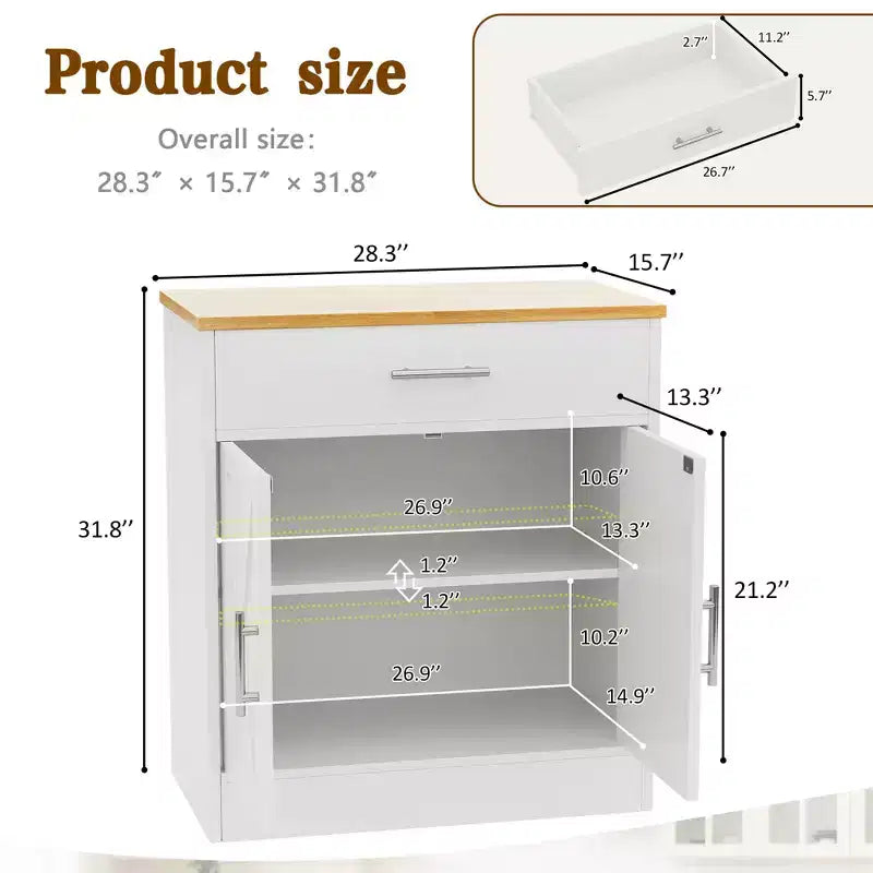 Meuble de rangement de cuisine avec portes, étagères et tiroirs, buffet de bar à café pour salle à manger, salon