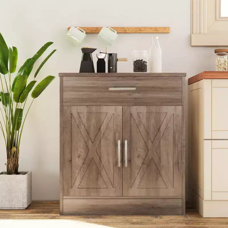 Meuble de rangement de cuisine avec portes, étagères et tiroirs, buffet de bar à café pour salle à manger, salon