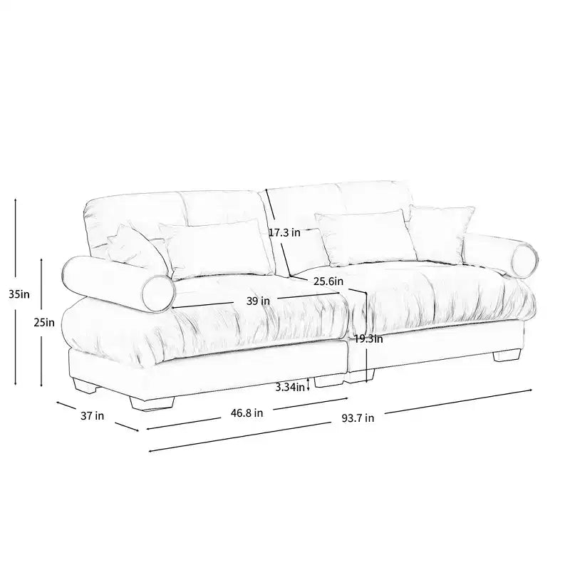 Canapé moderne deux places avec accoudoirs rembourrés, coussins de soutien lombaire et coussins décoratifs pour salon, couloir, chambre, vert olive
