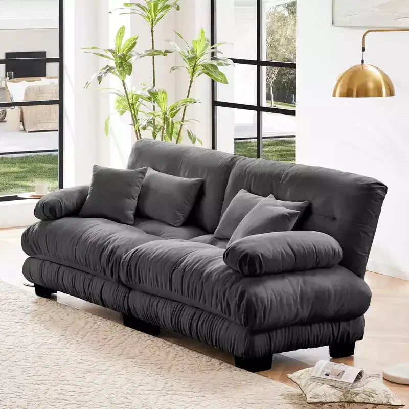 Canapé 2 places Cloud avec 2 coussins d'assise, 2 coussins lombaires et 2 coussins décoratifs pour salon gris