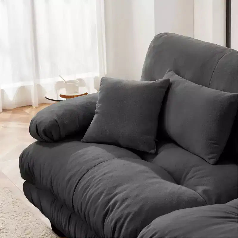 Canapé 2 places Cloud avec 2 coussins d'assise, 2 coussins lombaires et 2 coussins décoratifs pour salon gris