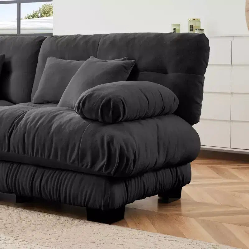 Canapé 2 places Cloud avec 2 coussins d'assise, 2 coussins lombaires et 2 coussins décoratifs pour salon gris