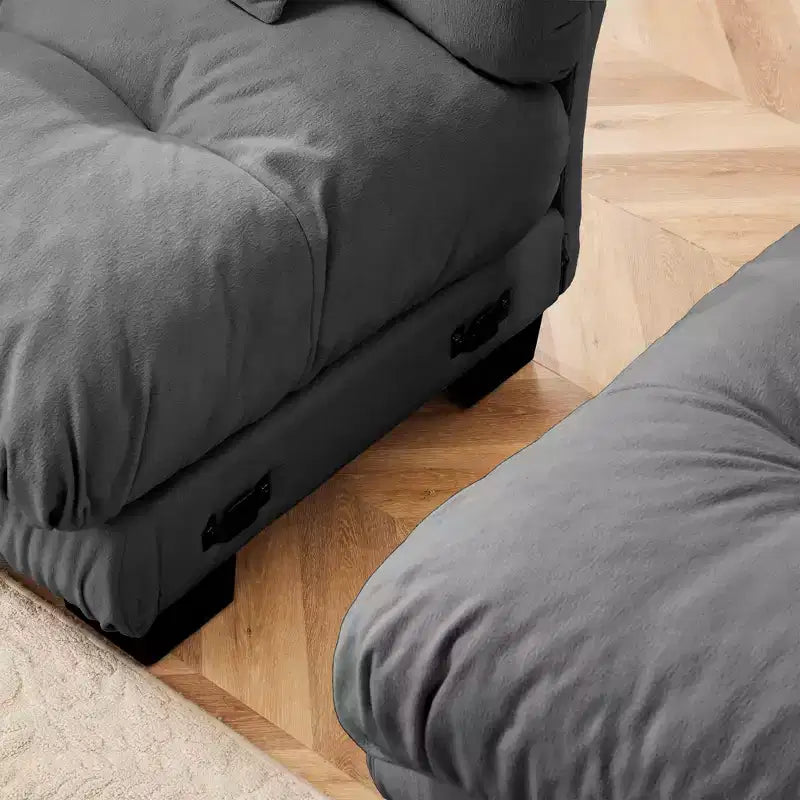 Canapé 2 places Cloud avec 2 coussins d'assise, 2 coussins lombaires et 2 coussins décoratifs pour salon gris