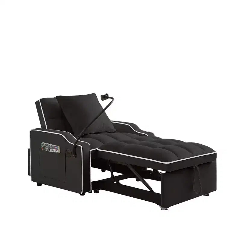 Fauteuil de Canapé Convertible 3-en-1, Lit Fauteuil avec Dossier Réglable, Support Téléphone, USB et Type-C