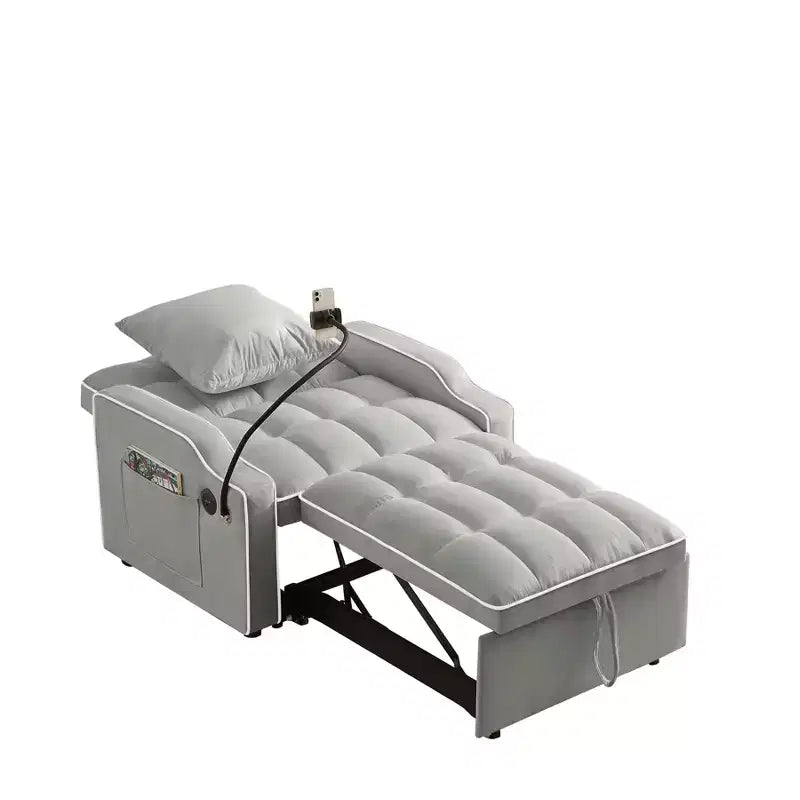 Fauteuil de Canapé Convertible 3-en-1, Lit Fauteuil avec Dossier Réglable, Support Téléphone, USB et Type-C