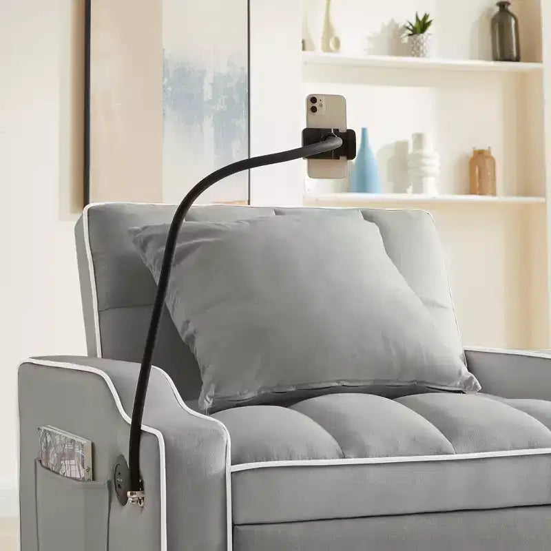 Fauteuil de Canapé Convertible 3-en-1, Lit Fauteuil avec Dossier Réglable, Support Téléphone, USB et Type-C