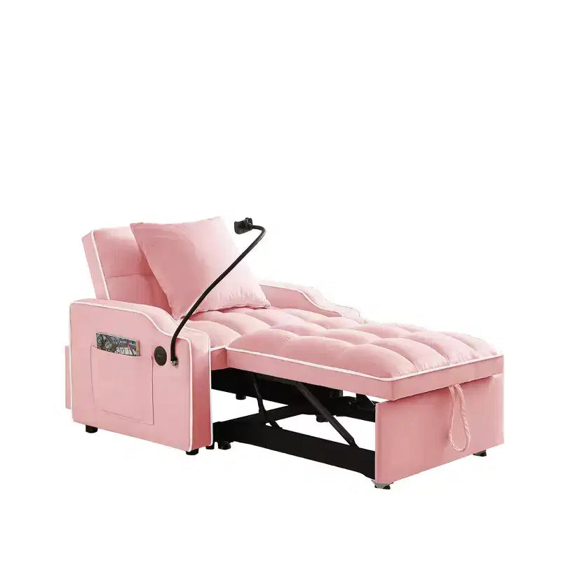 Fauteuil de Canapé Convertible 3-en-1, Lit Fauteuil avec Dossier Réglable, Support Téléphone, USB et Type-C