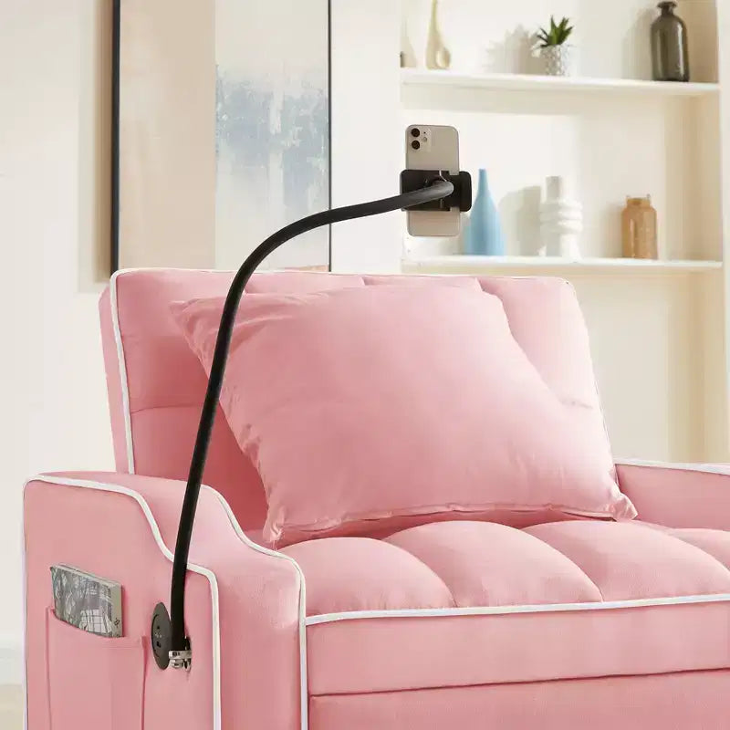Fauteuil de Canapé Convertible 3-en-1, Lit Fauteuil avec Dossier Réglable, Support Téléphone, USB et Type-C