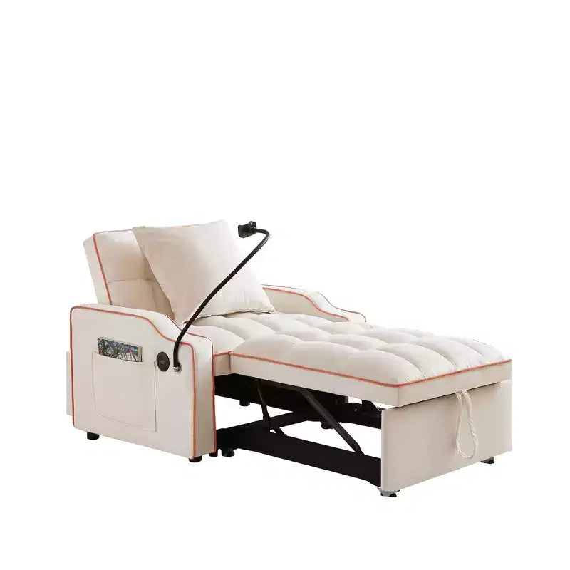 Fauteuil de Canapé Convertible 3-en-1, Lit Fauteuil avec Dossier Réglable, Support Téléphone, USB et Type-C